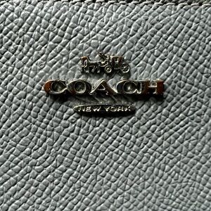 COACH Pebbled Leather Wallet in Gray with Signature Logo